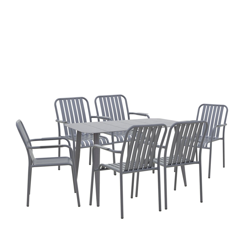 Set ngrënieje Heven Vista pakoworld set prej 7 copësh alumin antracit 120x70x72cm