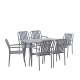 Set ngrënieje Heven Vista pakoworld set prej 7 copësh alumin antracit 120x70x72cm