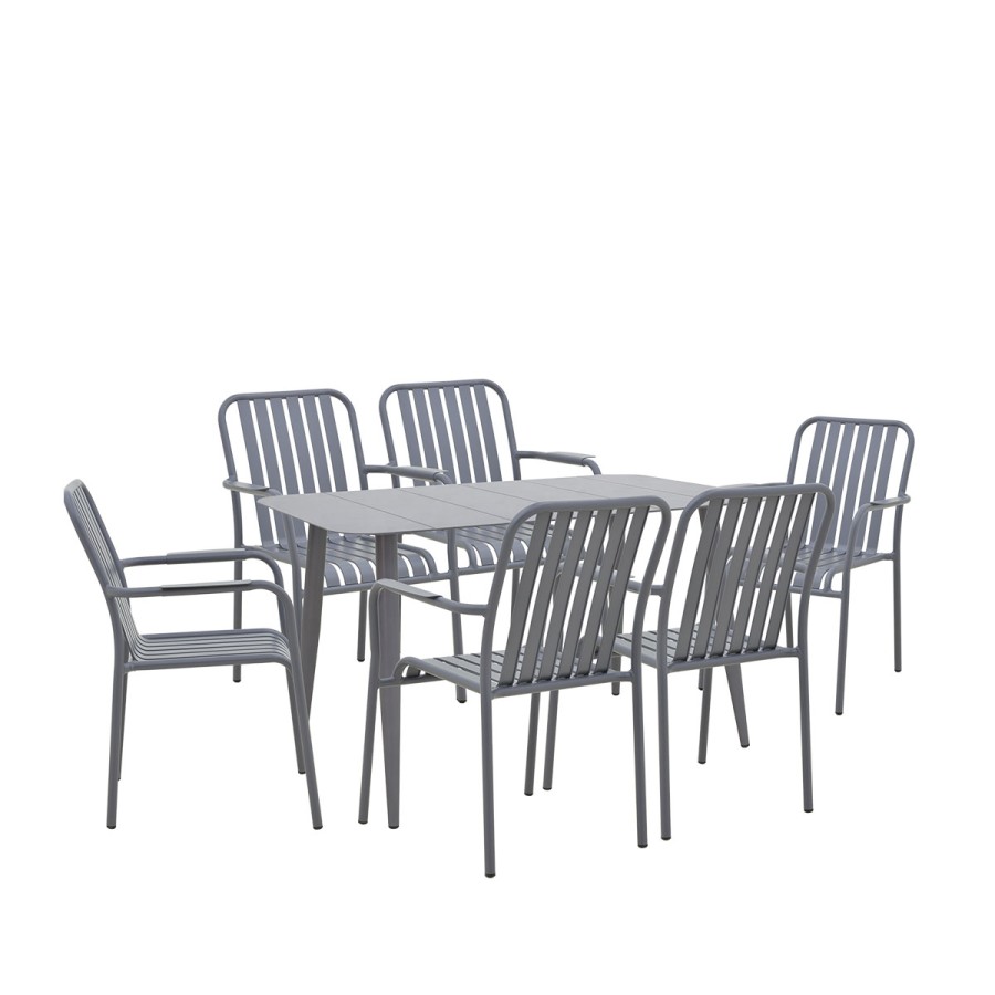 Set ngrënieje Heven Vista pakoworld set prej 7 copësh alumin antracit 120x70x72cm