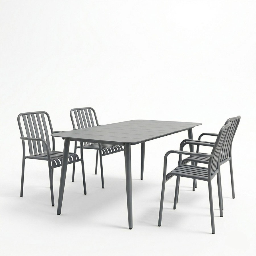 Set ngrënieje Heven Vista pakoworld set prej 5 copësh alumin antracit 150x80x72cm