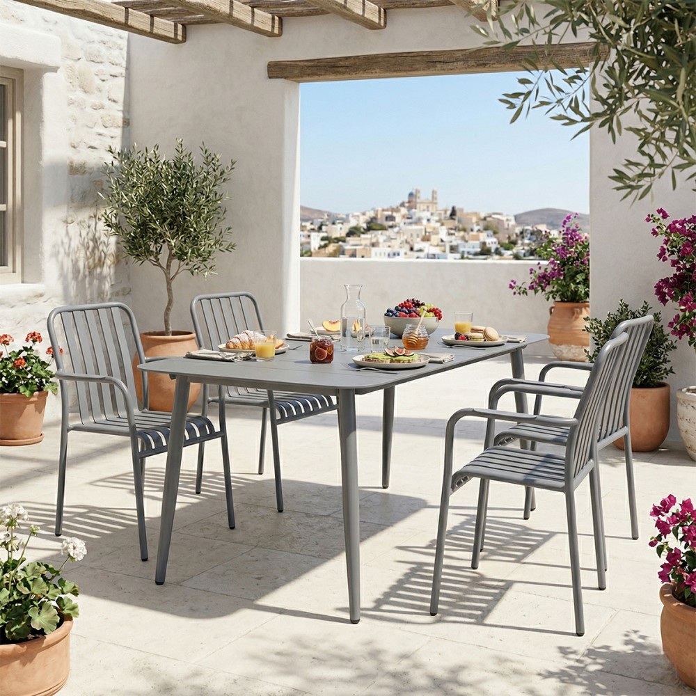 Set ngrënieje Heven Vista pakoworld set prej 5 copësh alumin antracit 150x80x72cm