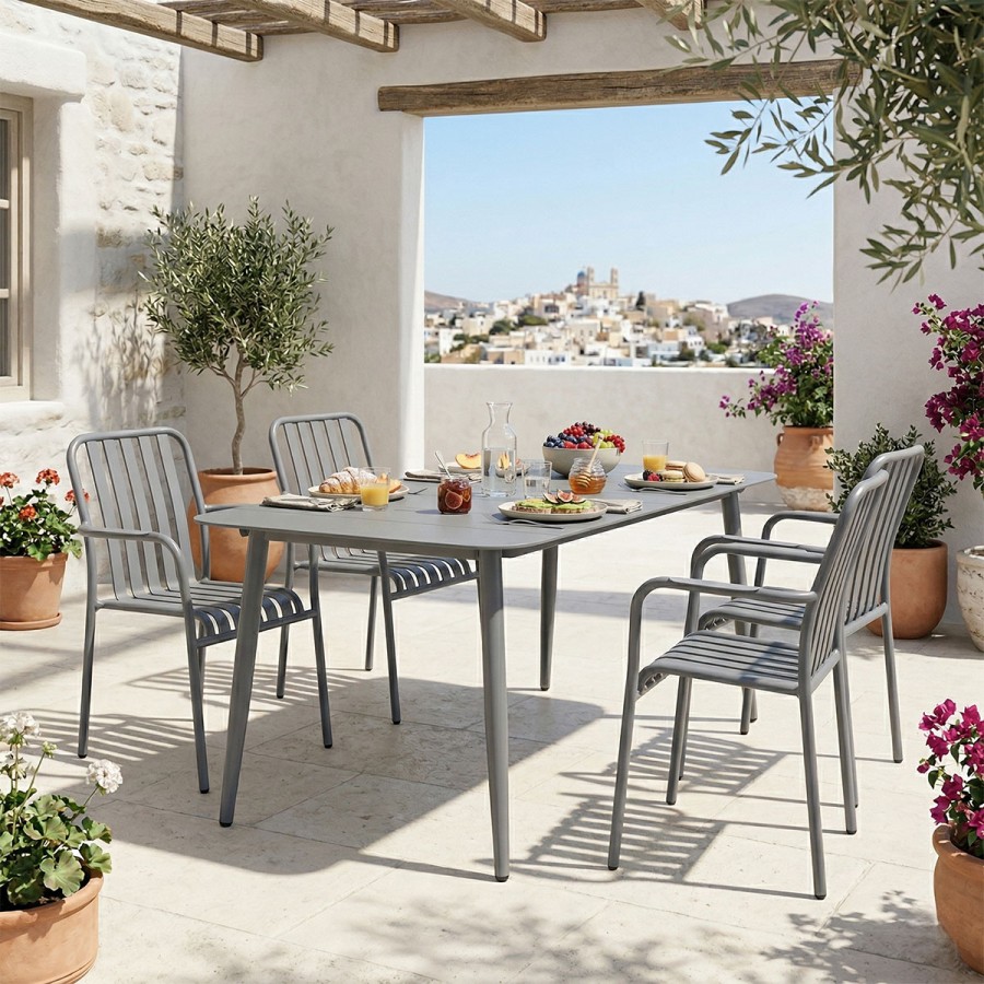 Set ngrënieje Heven Vista pakoworld set prej 5 copësh alumin antracit 150x80x72cm