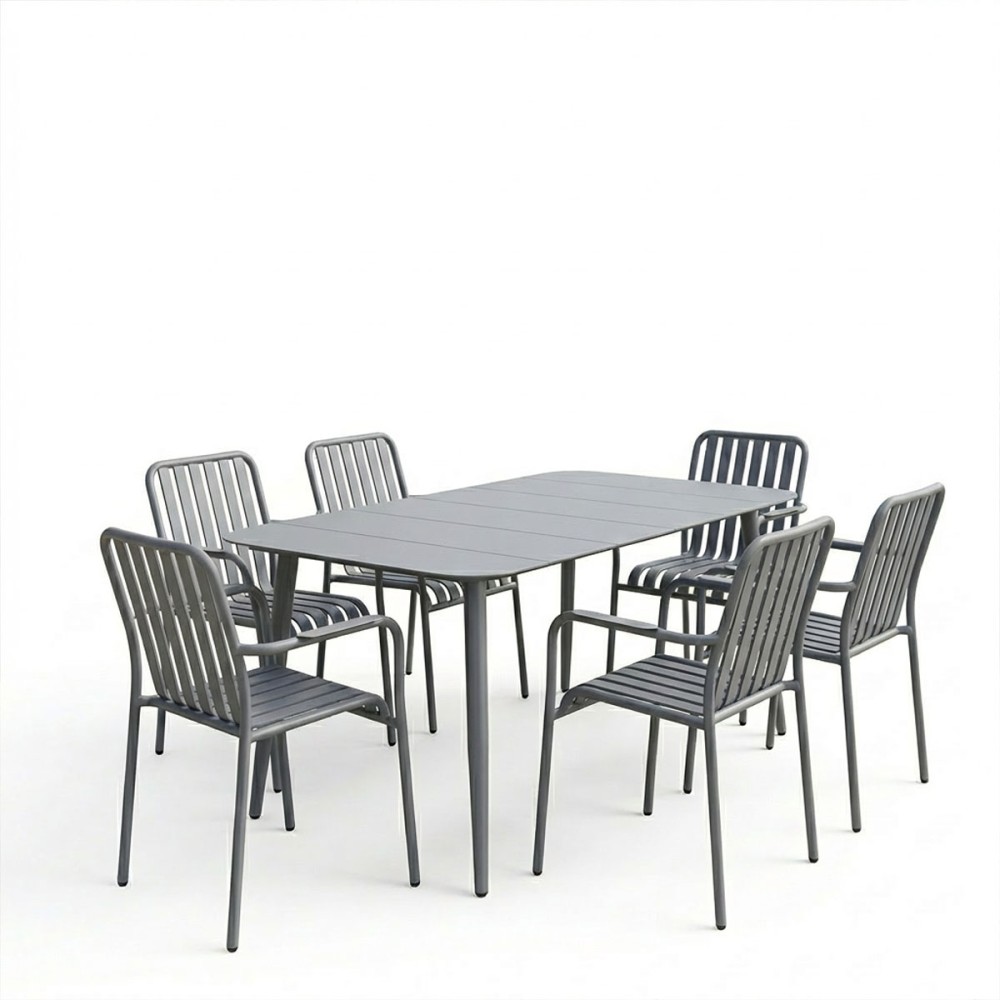 Set ngrënieje Heven Vista pakoworld set prej 7 copësh alumin antracit 150x80x72cm