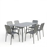 Set ngrënieje Heven Vista pakoworld set prej 7 copësh alumin antracit 150x80x72cm