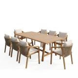 Tavolinë ngrënie Malibu pakoworld 9 copë dru masiv akacie 180x90x75cm