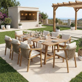 Tavolinë ngrënie Malibu pakoworld 9 copë dru masiv akacie 180x90x75cm