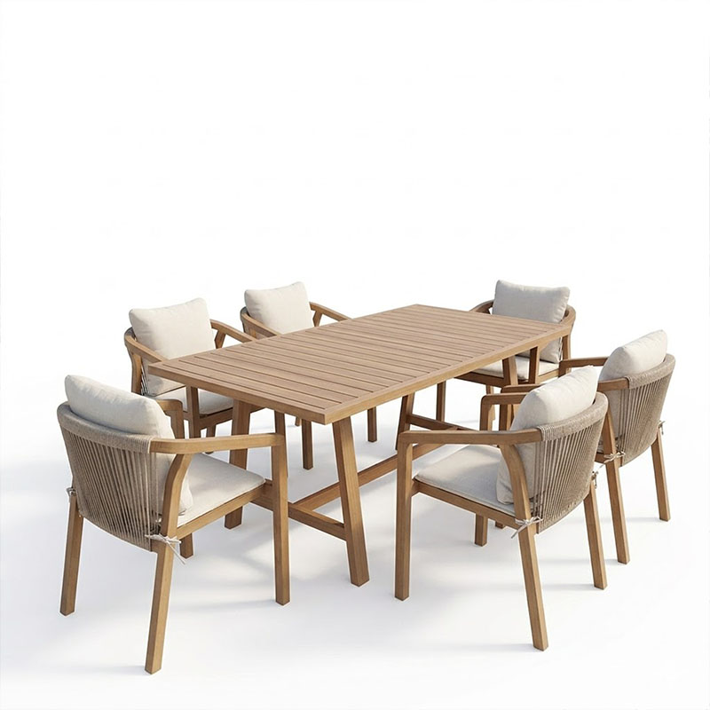Tavolinë ngrënie Malibu pakoworld 7 copë dru masiv akacie 160x90x75cm