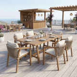 Tavolinë ngrënie Malibu pakoworld 7 copë dru masiv akacie 160x90x75cm