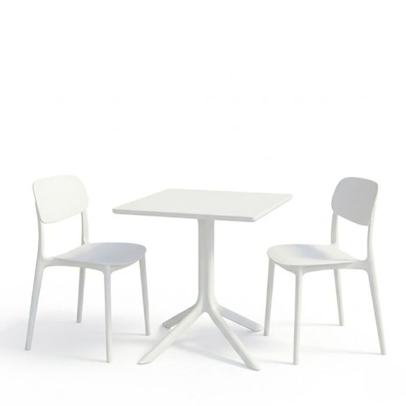 Tavolinë ngrënieje Groovy Berdian pakoworld 3 copë PP e bardhë 60x60x76cm
