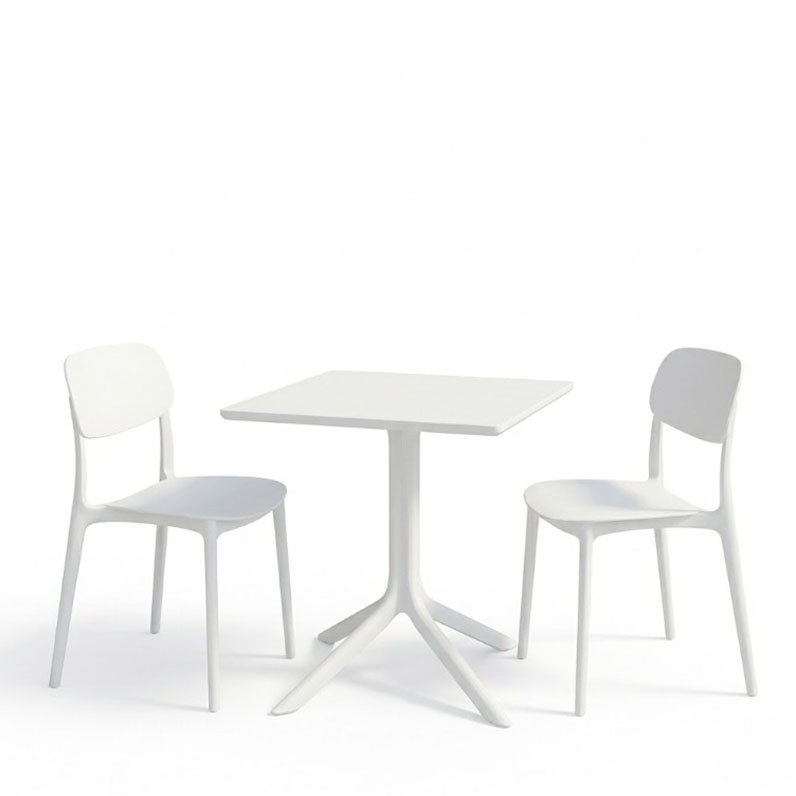 Tavolinë ngrënieje Groovy Berdian pakoworld 3 copë PP e bardhë 60x60x76cm