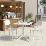 Tavolinë ngrënieje Groovy Berdian pakoworld 3 copë PP e bardhë 60x60x76cm