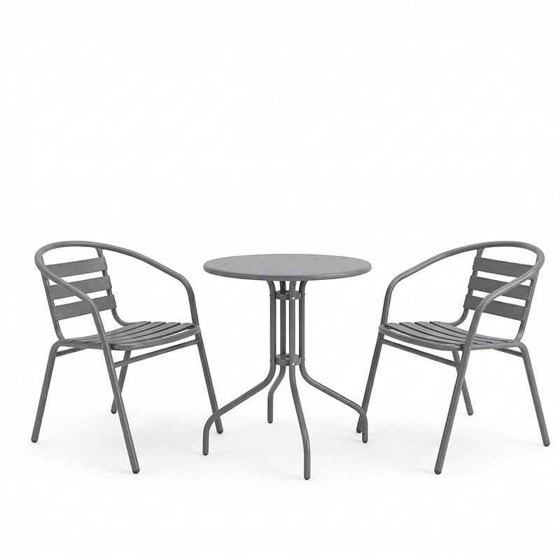 Set ngrënieje Vergo Tade pakoworld 3 copë metal antracit D60x70cm