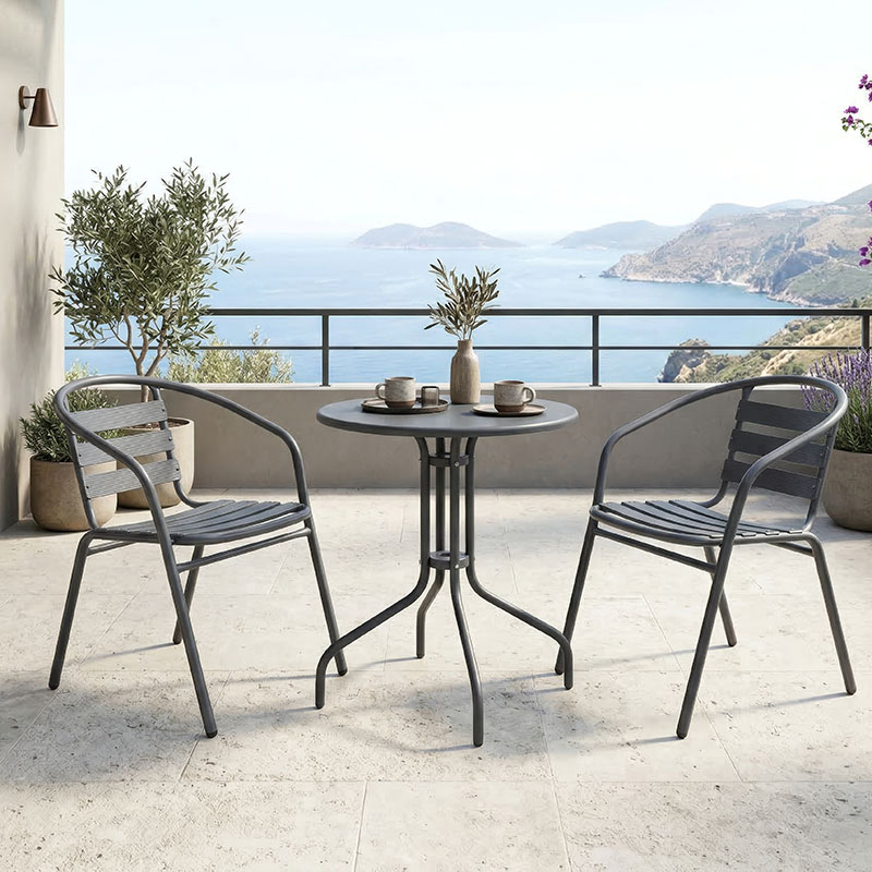 Set ngrënieje Vergo Tade pakoworld 3 copë metal antracit D60x70cm