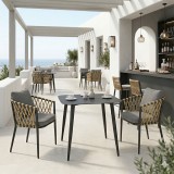 Set ngrënieje Peluxe Vista pakoworld set 3 copë alumini antracit me litar PE dhe jastëkë 80x80x72cm
