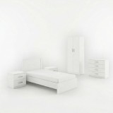 Set dhome gjumi Athos e bardhë me krevat 90x190cm Set prej 5 copësh