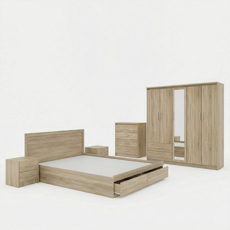 Set dhome gjumi Olympus pakoworld Sonoma me krevat 160x200cm Set prej 5 copësh
