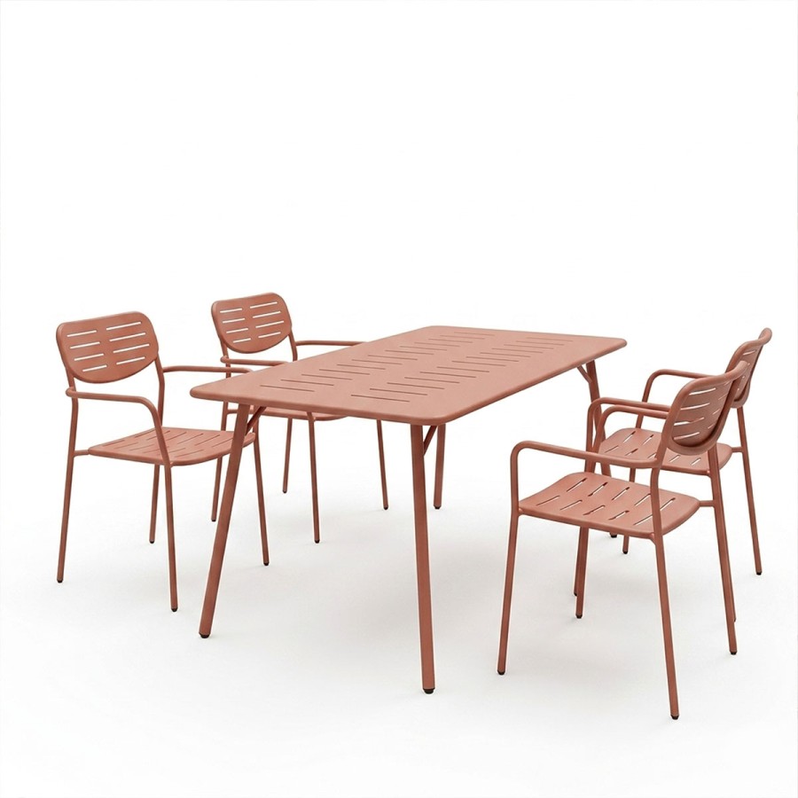 Moraja Deraby pakoworld set prej 5 copësh metal terrakote 140x80x72cm