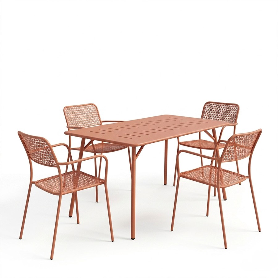 Set Moraja Federal pakoworld me 5 pjesë metal terrakotë 140x80x72cm