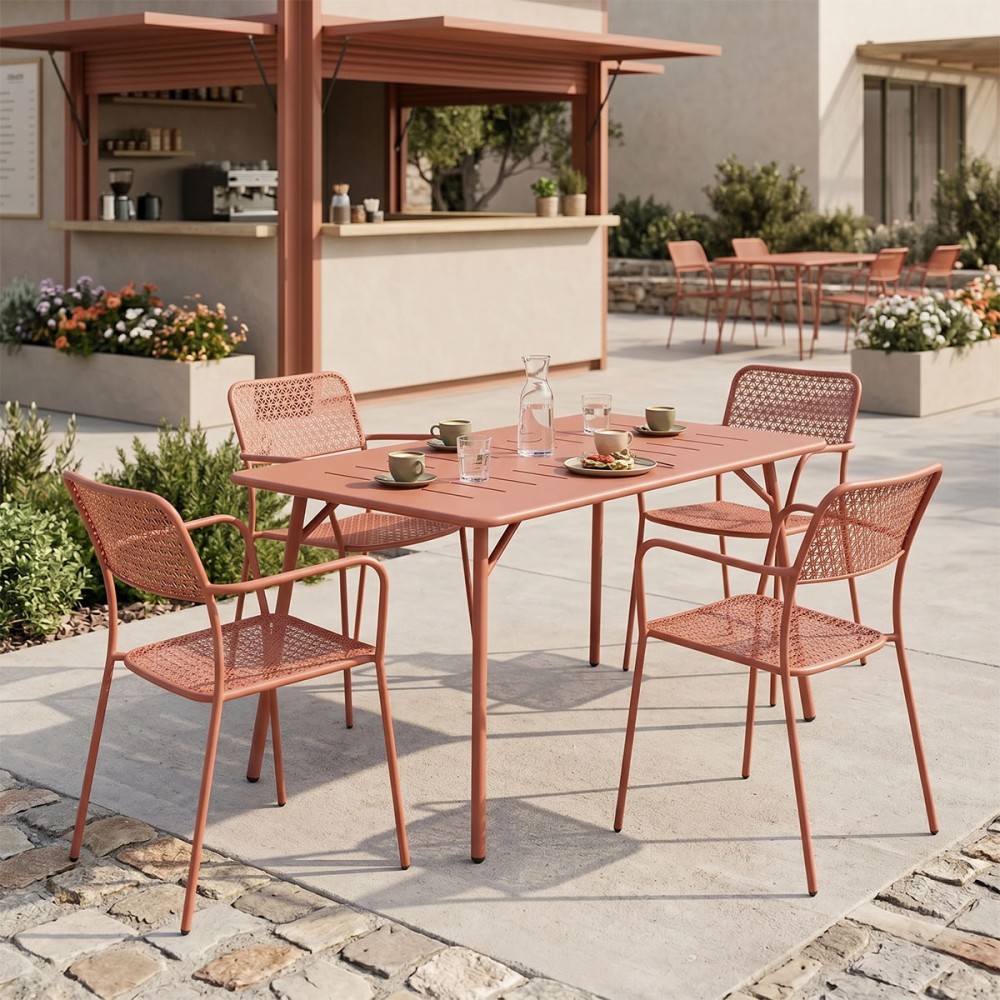 Set Moraja Federal pakoworld me 5 pjesë metal terrakotë 140x80x72cm