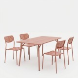 Set Moraja Deraby Ι pakoworld me 5 pjesë metal terrakote 140x80x72cm