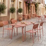 Set Moraja Deraby Ι pakoworld me 5 pjesë metal terrakote 140x80x72cm
