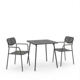 Set Moraja Deraby pakoworld me 3 pjesë metal i zi 70x70x73cm