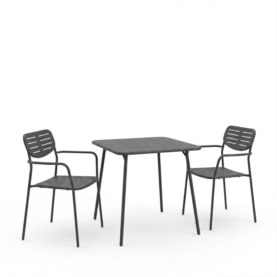 Set Moraja Deraby pakoworld me 3 pjesë metal i zi 70x70x73cm