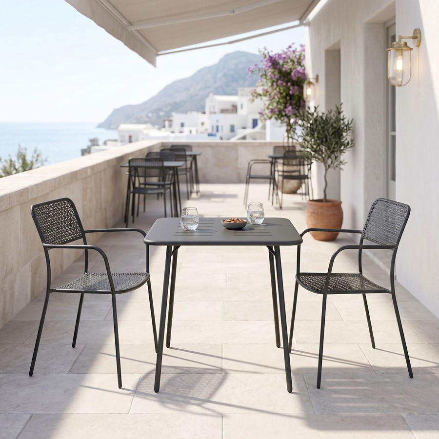 Moraja Federal pakoworld set prej 3 copësh metal i zi 70x70x73cm