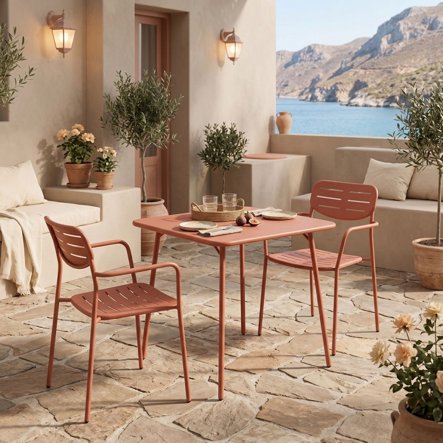 Moraja Deraby pakoworld set prej 3 copësh metal terrakote 70x70x73cm