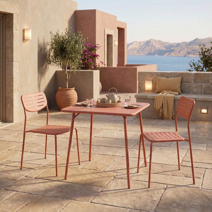Set Moraja Deraby I pakoworld me 3 pjesë metal terrakotë 70x70x73cm