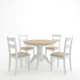 Set ngrënieje Dallan Lars pakoworld 5 copë dru gome e bardhë Φ100(+38)x100x75cm