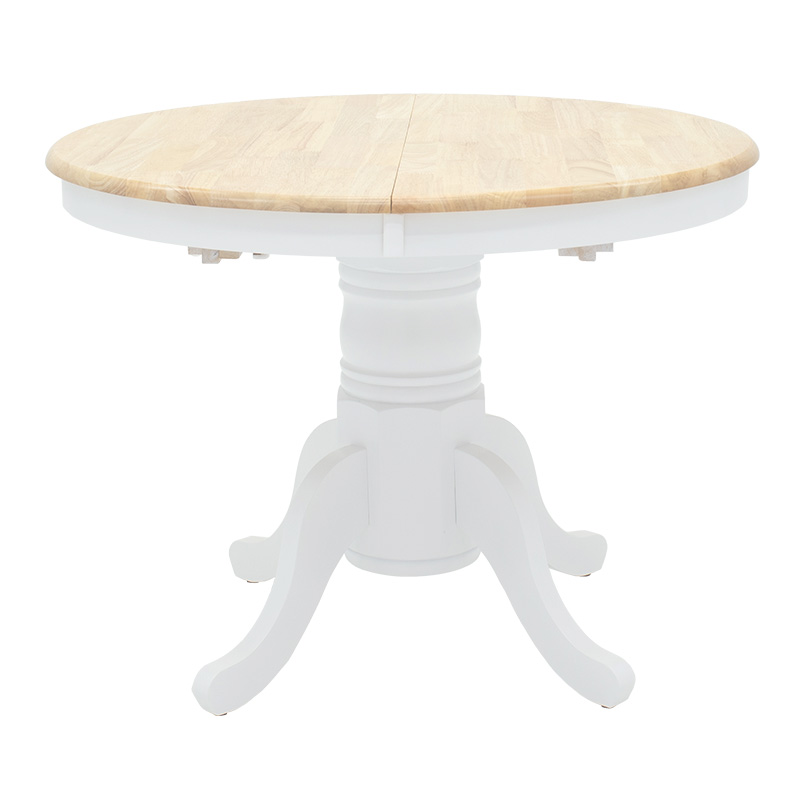 Set ngrënieje Dallan Lars pakoworld 5 copë dru gome e bardhë Φ100(+38)x100x75cm