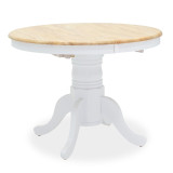 Set ngrënieje Dallan Lars pakoworld 5 copë e bardhë me dru gome në nuancë natyrale Φ100(+38)x100x75cm