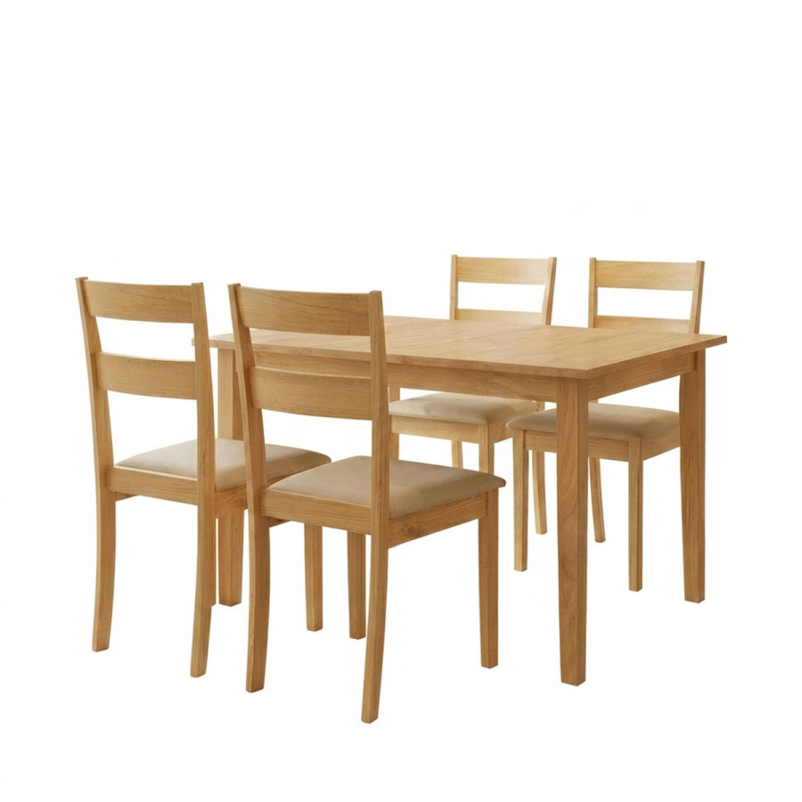Set ngrënieje Dallan Country pakoworld 5 copë në nuancë natyrale dru gome 120-150x80x74cm