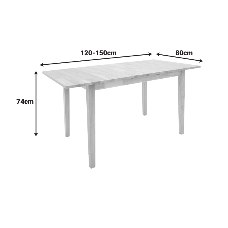 Set ngrënieje Dallan Country pakoworld 5 copë në nuancë natyrale dru gome 120-150x80x74cm