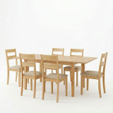 Set ngrënieje Dallan Country pakoworld 7 copë në nuancë natyrale dru gome 120-150x80x74cm