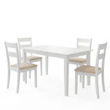 Set ngrënieje Dallan Mabor pakoworld 5 copë dru gome e bardhë 120-150x80x73.8cm