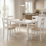 Set ngrënieje Dallan Mabor pakoworld 5 copë dru gome e bardhë 120-150x80x73.8cm