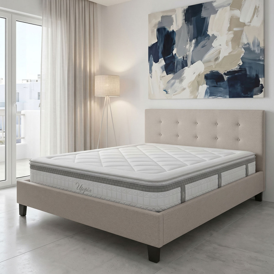 Krevat me dyshek Mago-Utopia pakoworld pëlhurë ekru 150x200cm