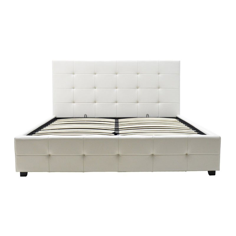 Krevat me dyshek dhe hapësirë magazinimi Roi-Nemesis Pakoworld PU i bardhë 160x200cm