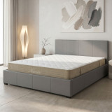 Krevat me dyshek dhe hapësirë magazinimi Norse-Nemesis pakoworld gri PU 160x200cm