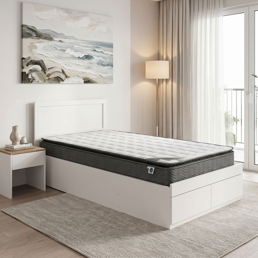 Shtrat me dyshek dhe sirtar Olympus-Perfecto pakoworld e bardhë 100x200cm