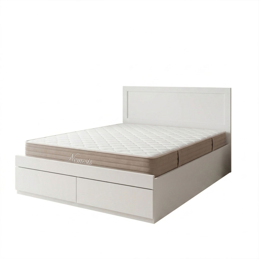 Krevat me sirtar dhe dyshek Olympus-Nemesis pakoworld i bardhë 150x200cm