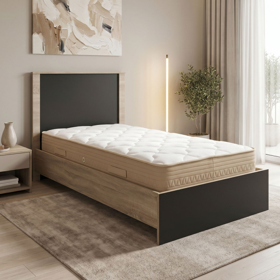 Krevat me dyshek Athos Sleepy pakoworld sonoma–anthracite 90x190cm