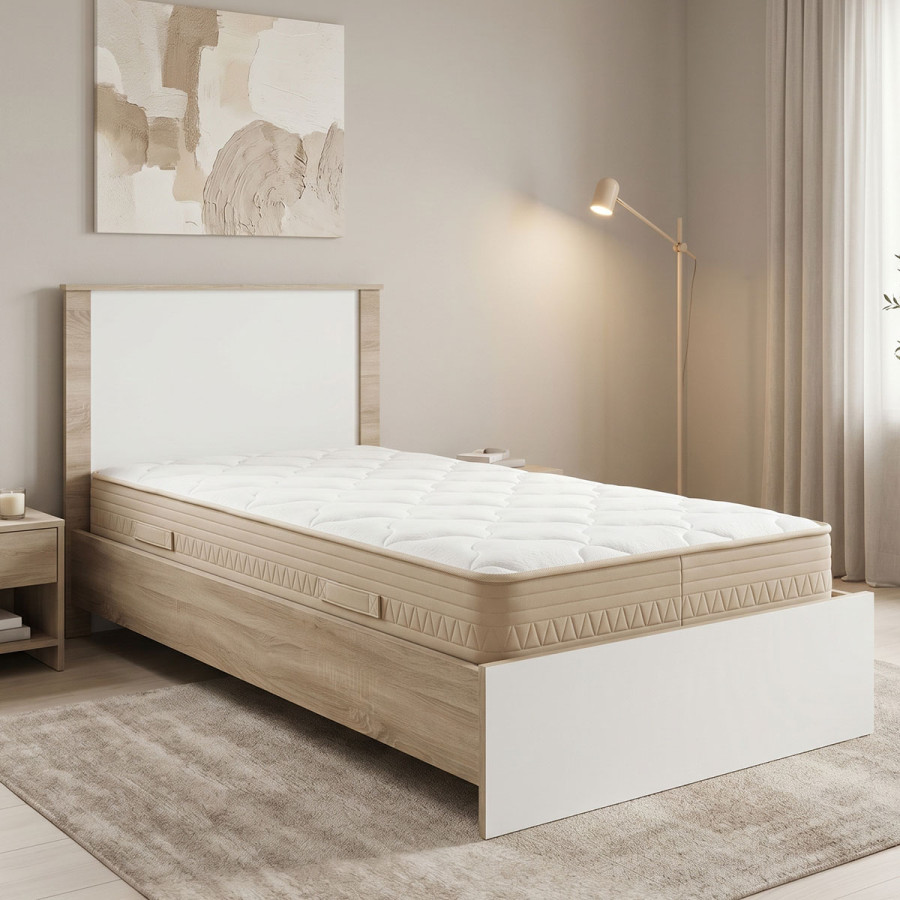 Krevat me dyshek Athos Sleepy pakoworld sonoma white 90x190cm