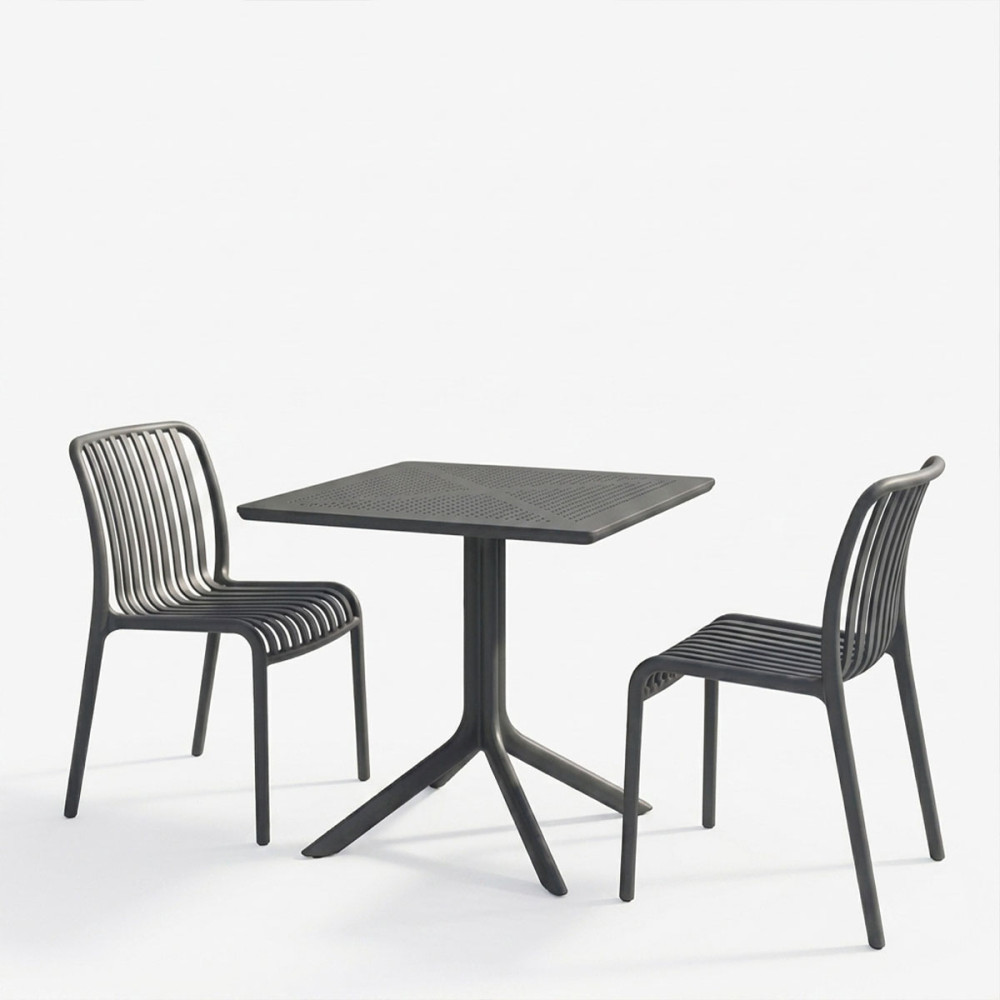 Dhomë ngrënieje Zoi Groovy pakoworld set 3 copë antracit PP 80x80x74cm