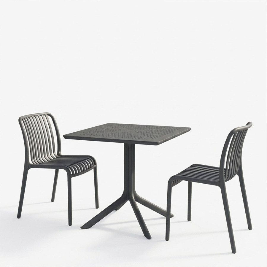 Dhomë ngrënieje Zoi Groovy pakoworld set 3 copë antracit PP 80x80x74cm
