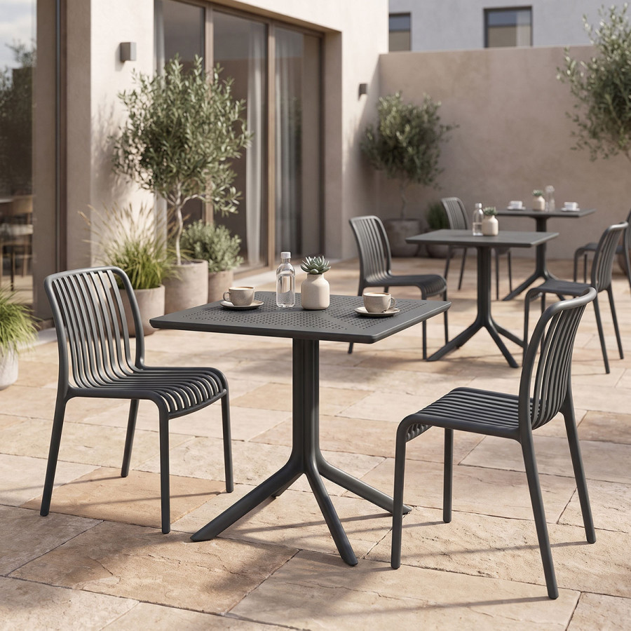 Dhomë ngrënieje Zoi Groovy pakoworld set 3 copë antracit PP 80x80x74cm