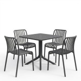 Dhomë ngrënieje Zoi Groovy pakoworld set 5 copë antracit PP 80x80x74cm
