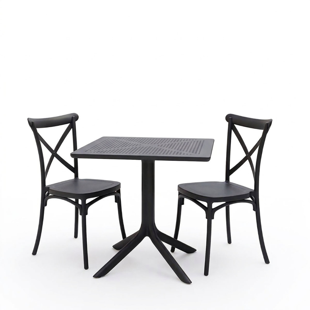 Set ngrënieje Crossie Groovy pakoworld set 3 copë PP antracit 80x80x74cm